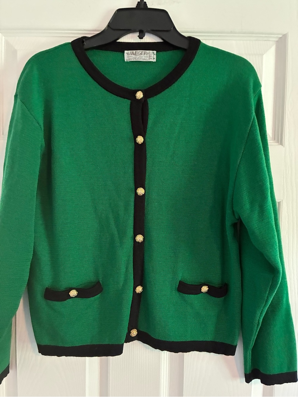Vintage Jaeger Green Wool Cardigan Womens Size Large